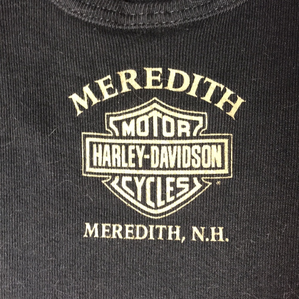 Harley Davidson Vintage Y2K Meredith NH black t-shirt rose